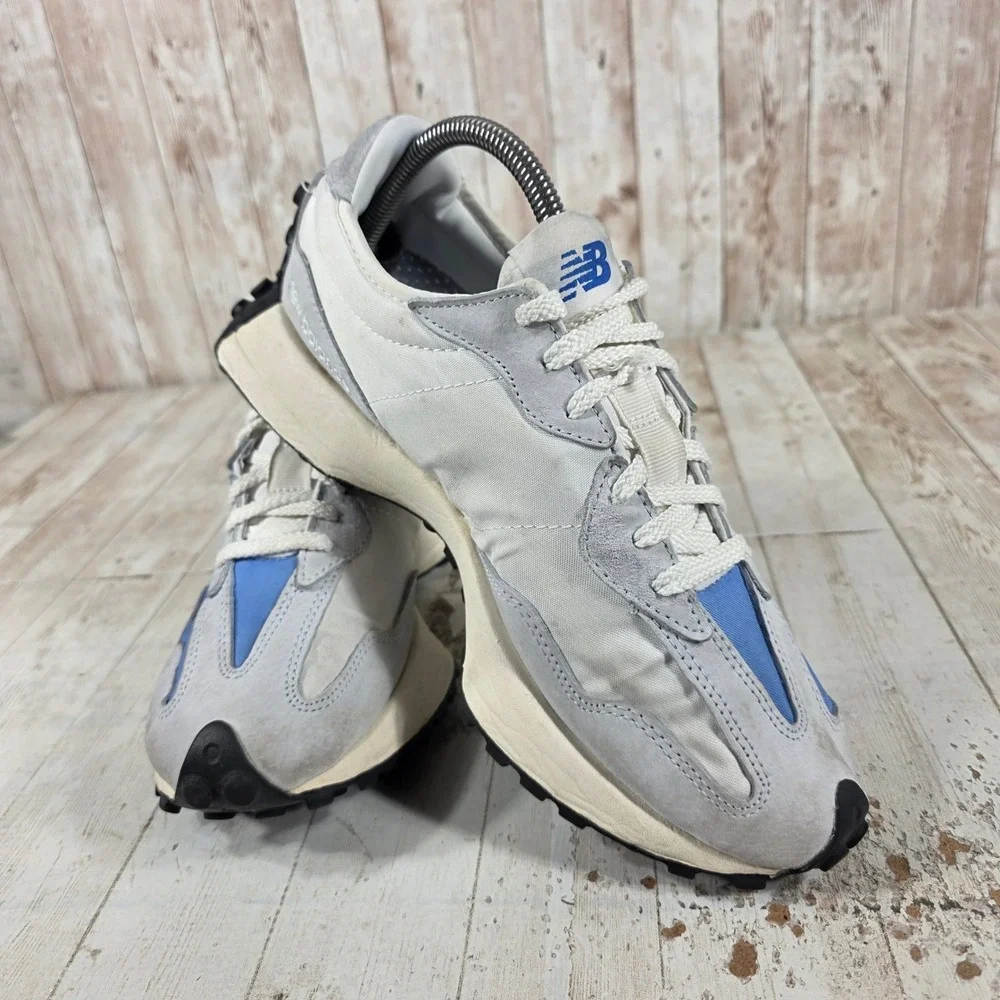 New Balance 327 Mens Grey Blue Suede Nylon Lifestyle Sneakers MS327LC1 Size 8
